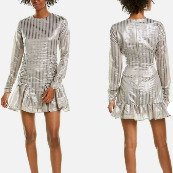 REVOLVE ATOIR Walk Me Home Cocktail Mini Dress Metallic Silver US 12 NIB - Picture 8 of 9